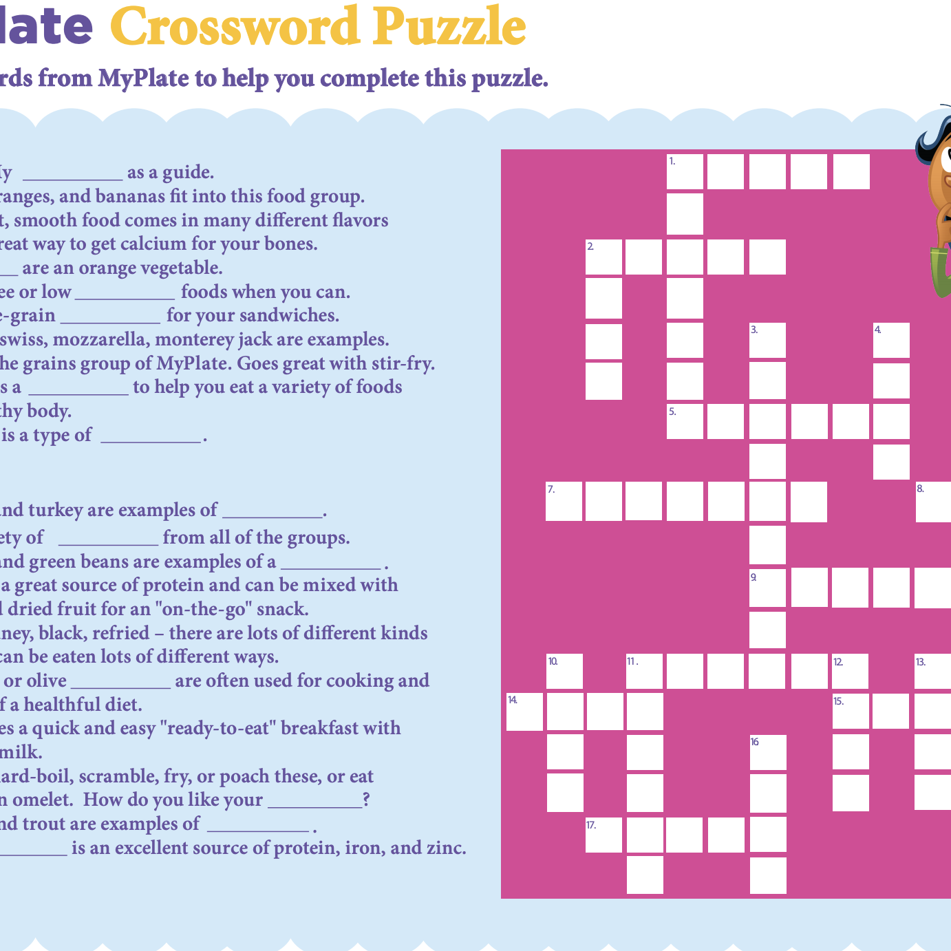 MyPlate Crossword Puzzle